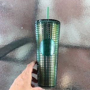 Starbucks Green Rainforest Grid Iridescent Tumbler Fall 2022 Venit 24oz